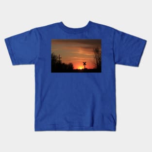 Railroad Crossing at Sunset Kids T-Shirt